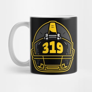 Retro Football Helmet 319 Area Code Iowa City Iowa Football Mug